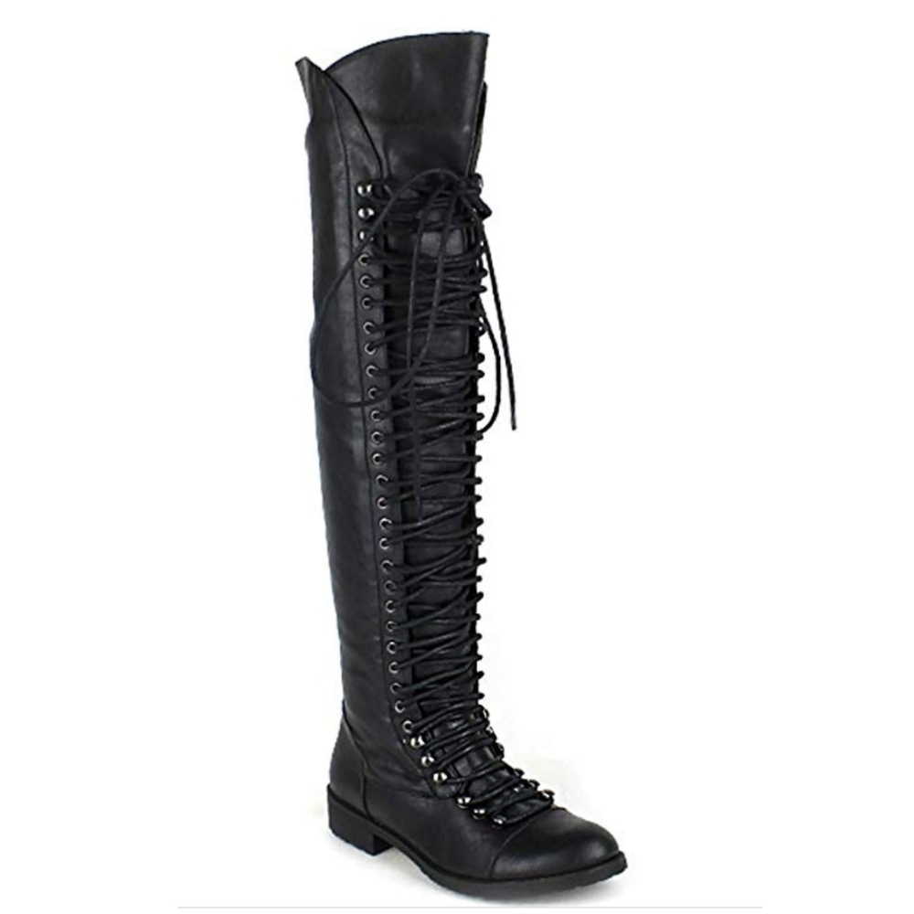 Brand New Lace Up Thigh High Combat Boots